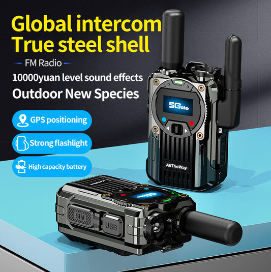 20000KM global music walkie talkie, both radio and walkie talkie, GPS positioning, dual use, sturdy and durable steel casing